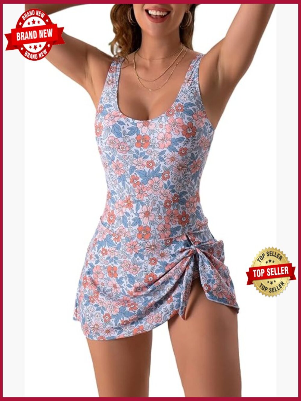 One Piece Swimdress Tummy Control High Rise Skirt Bathing Suit
